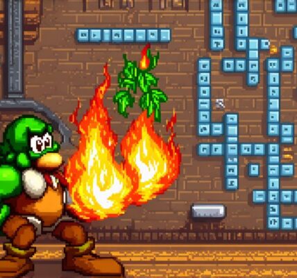 Video game hero who defeats goombas with flaming projectiles crossword clue