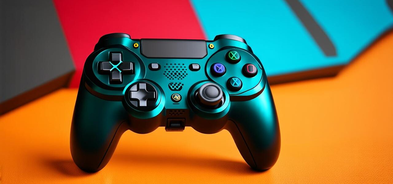 What are some interesting visual features of the video game controller?