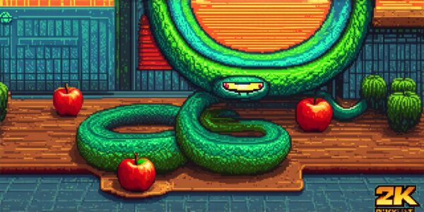 1 pioneering video game in which you slither around and eat apples